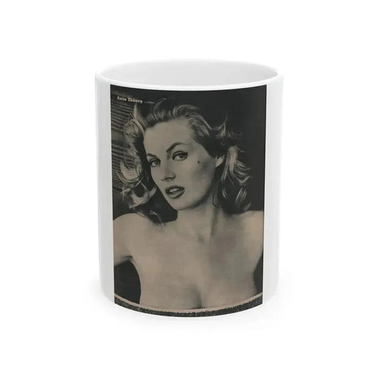 Anita Ekberg #393 - Fabulous Females Mag. Issue #1 '55 - 1 B&W Photo (Vintage Female Icon) White Coffee Mug 11oz - Go Mug Yourself