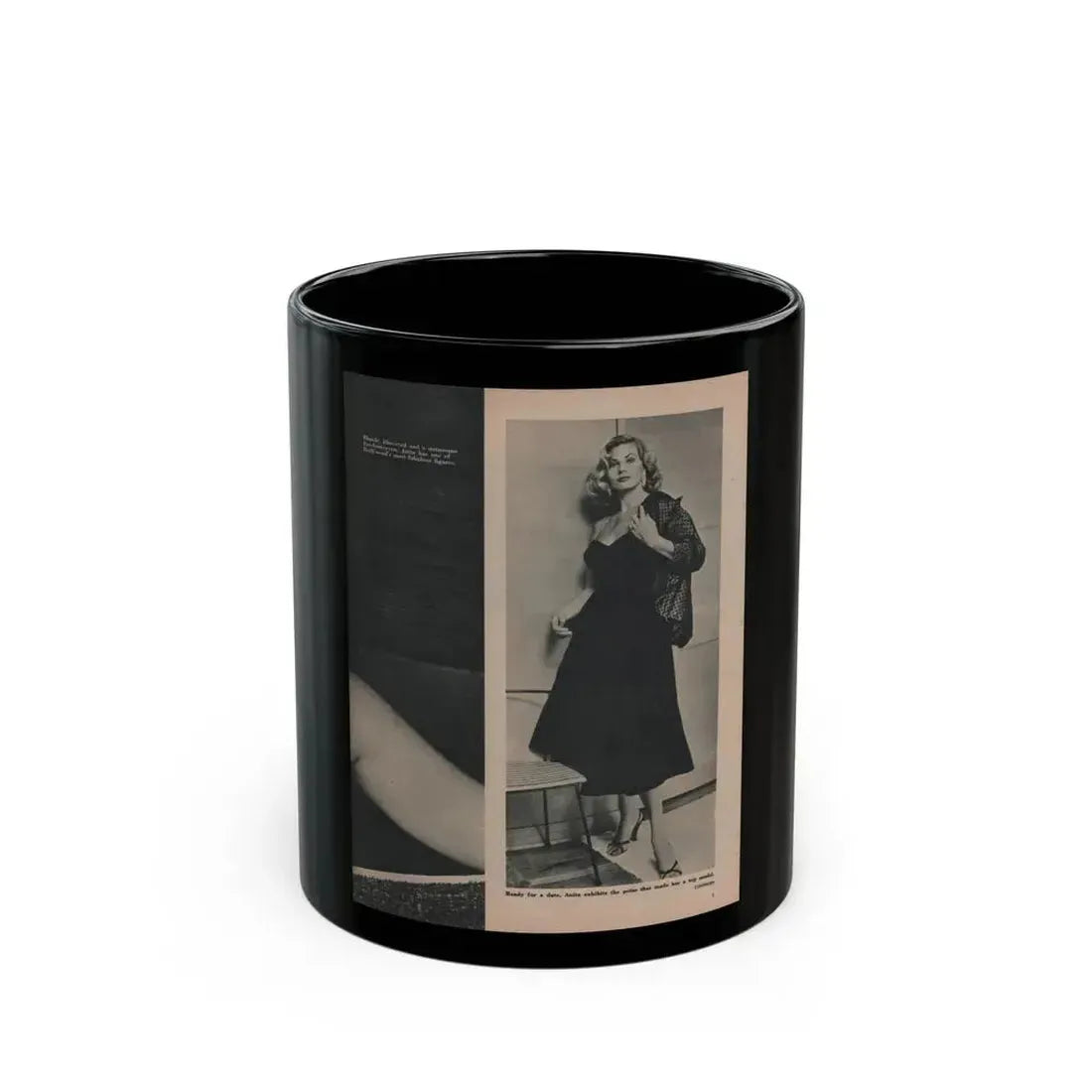 Anita Ekberg #394 - Fabulous Females Mag. Issue #1 '55 - 1 B&W (Vintage Female Icon) Black Coffee Mug 11oz - Go Mug Yourself