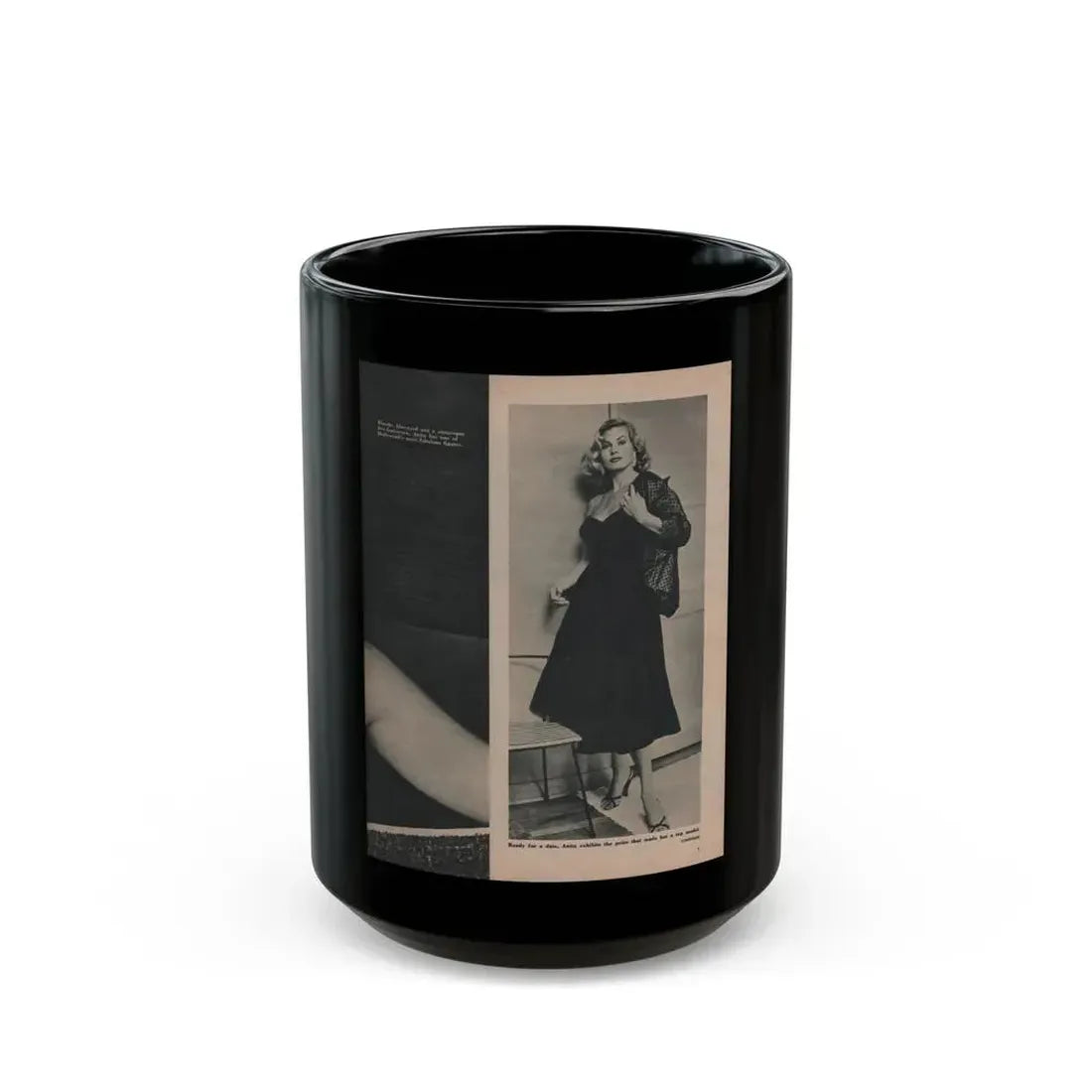 Anita Ekberg #394 - Fabulous Females Mag. Issue #1 '55 - 1 B&W (Vintage Female Icon) Black Coffee Mug 15oz - Go Mug Yourself