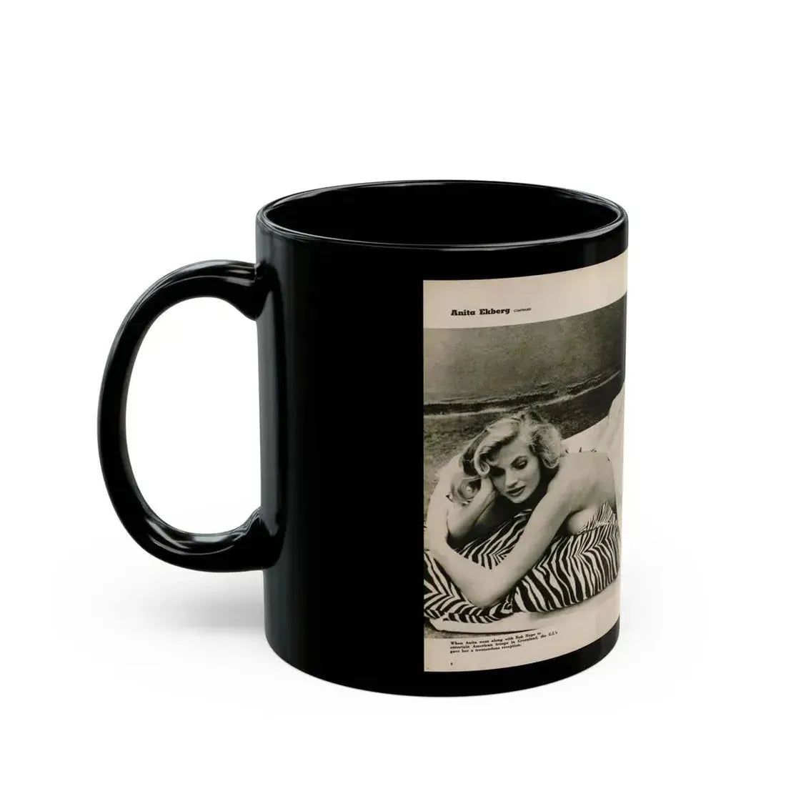 Anita Ekberg #395 - Fabulous Females Mag. Issue #1 '55 - B&W Centerfold & 1 More (Vintage Female Icon) Black Coffee Mug - Go Mug Yourself