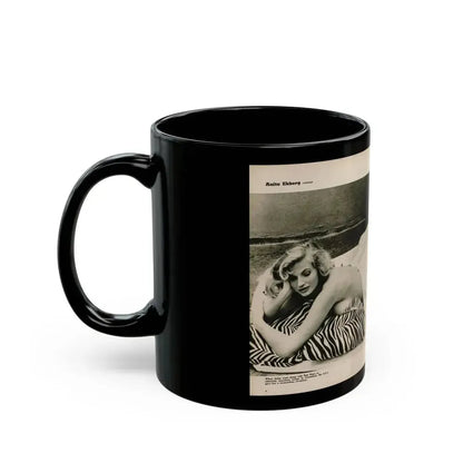 Anita Ekberg #395 - Fabulous Females Mag. Issue #1 '55 - B&W Centerfold & 1 More (Vintage Female Icon) Black Coffee Mug - Go Mug Yourself