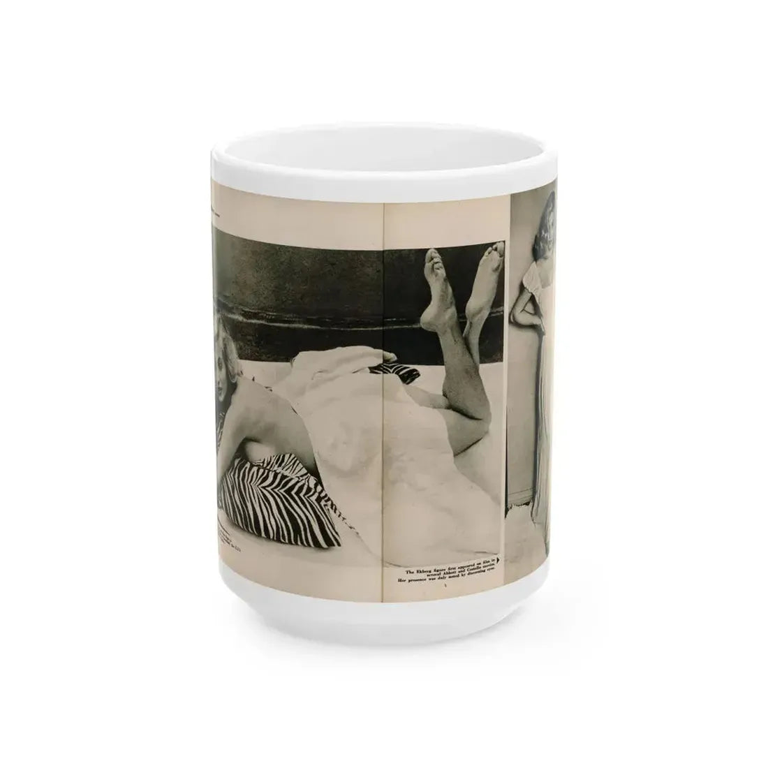 Anita Ekberg #395 - Fabulous Females Mag. Issue #1 '55 - B&W Centerfold & 1 More (Vintage Female Icon) White Coffee Mug 15oz - Go Mug Yourself
