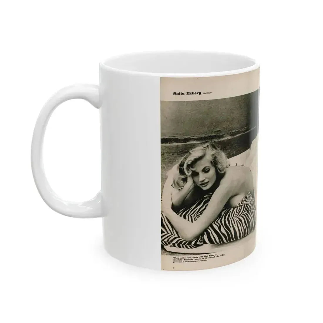 Anita Ekberg #395 - Fabulous Females Mag. Issue #1 '55 - B&W Centerfold & 1 More (Vintage Female Icon) White Coffee Mug - Go Mug Yourself