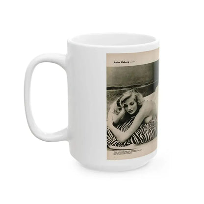 Anita Ekberg #395 - Fabulous Females Mag. Issue #1 '55 - B&W Centerfold & 1 More (Vintage Female Icon) White Coffee Mug - Go Mug Yourself