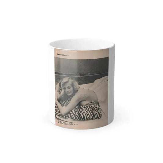 Anita Ekberg #395 - Fabulous Females Mag. Issue #1 '55 - Part of B&W Centerfold (Vintage Female Icon) Color Changing Mug 11oz 11oz - Go Mug Yourself