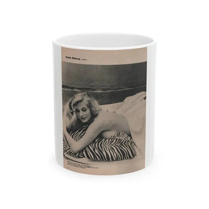 Anita Ekberg #395 - Fabulous Females Mag. Issue #1 '55 - Part of B&W Centerfold (Vintage Female Icon) White Coffee Mug 11oz - Go Mug Yourself