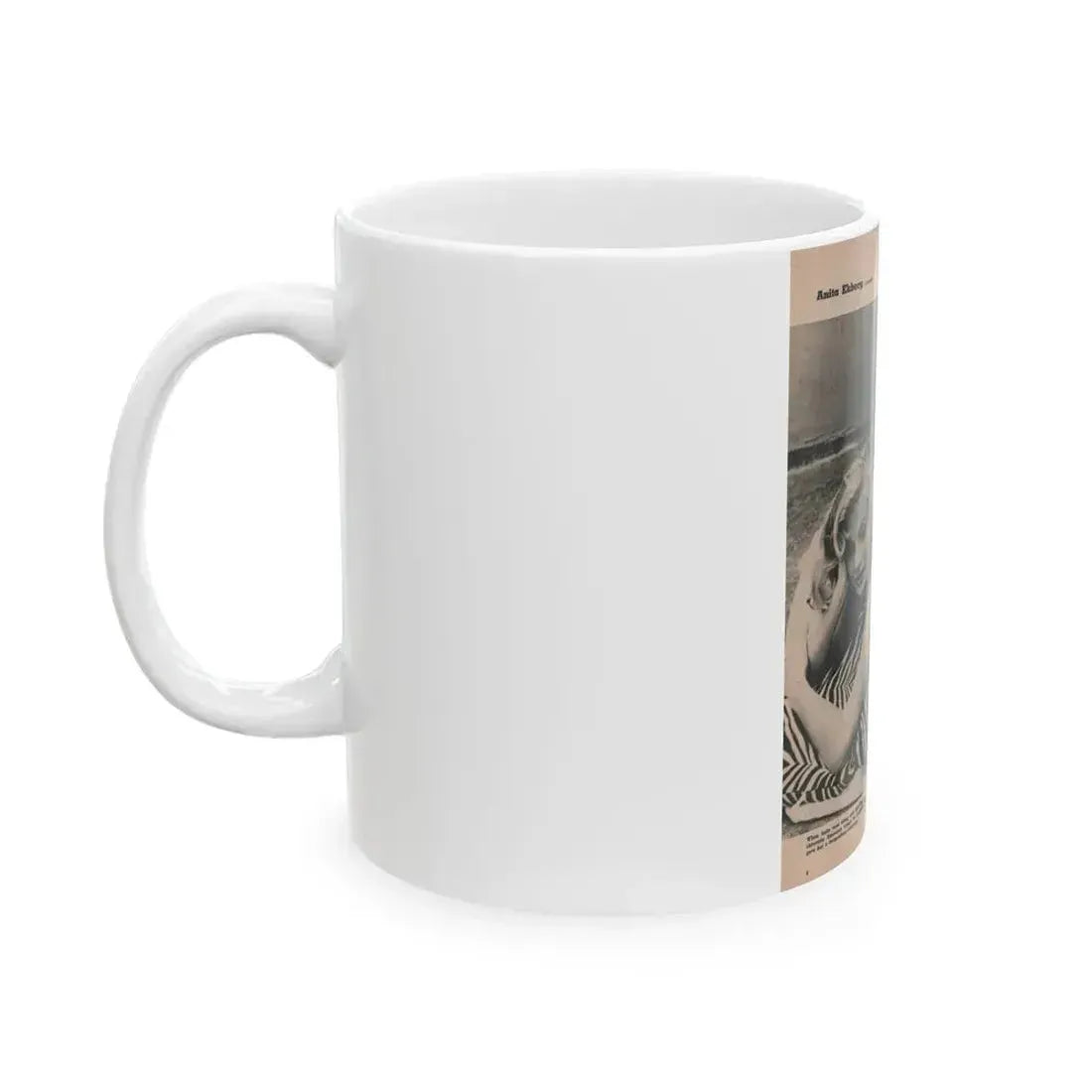 Anita Ekberg #395 - Fabulous Females Mag. Issue #1 '55 - Part of B&W Centerfold (Vintage Female Icon) White Coffee Mug - Go Mug Yourself