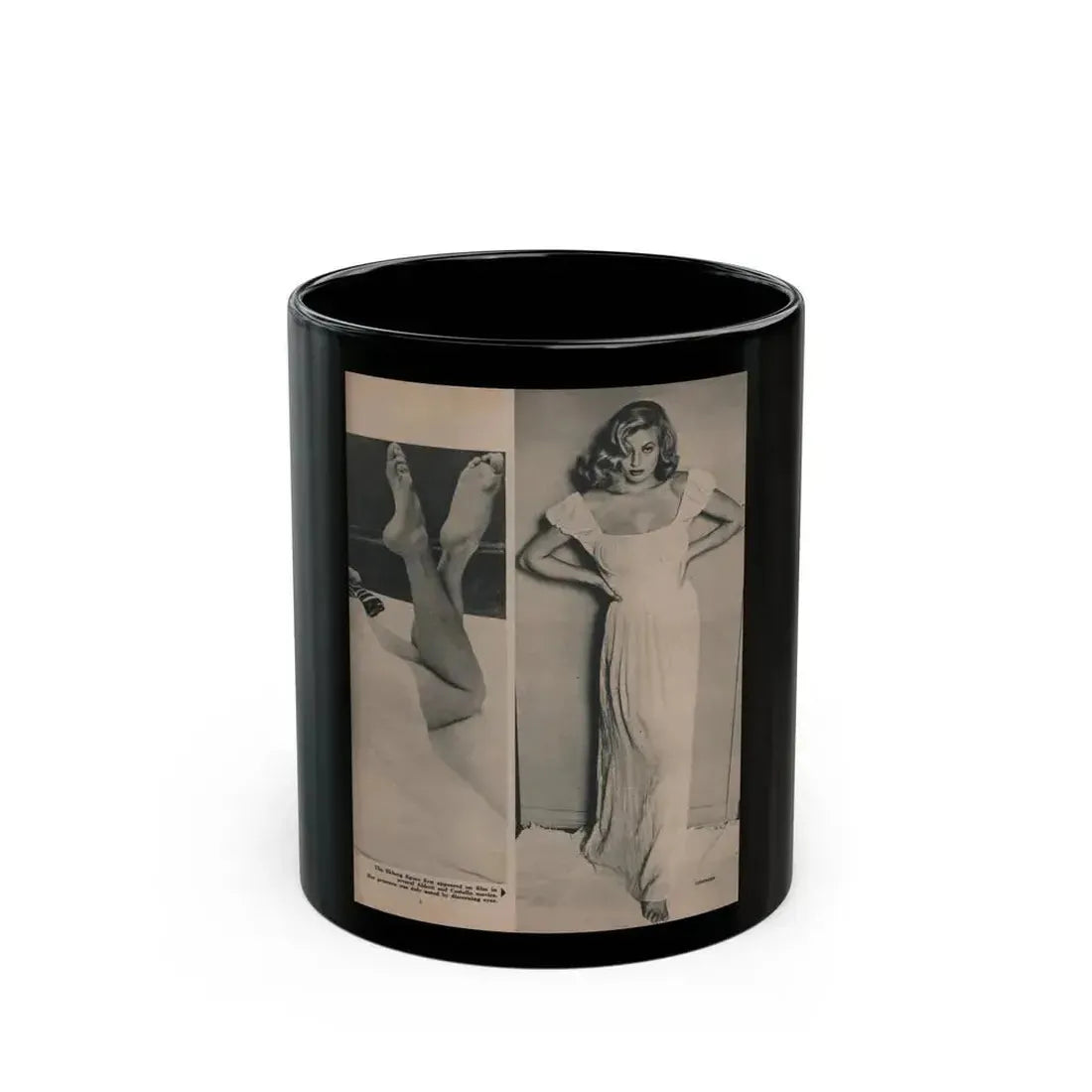 Anita Ekberg #396 - Fabulous Females Mag. Issue #1 '55 - Part of B&W Centerfold & 1 More (Vintage Female Icon) Black Coffee Mug 11oz - Go Mug Yourself