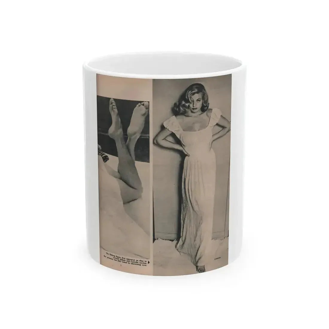Anita Ekberg #396 - Fabulous Females Mag. Issue #1 '55 - Part of B&W Centerfold & 1 More (Vintage Female Icon) White Coffee Mug 11oz - Go Mug Yourself