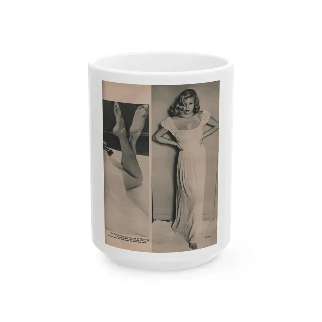 Anita Ekberg #396 - Fabulous Females Mag. Issue #1 '55 - Part of B&W Centerfold & 1 More (Vintage Female Icon) White Coffee Mug 15oz - Go Mug Yourself