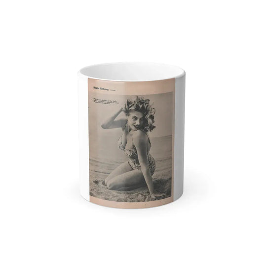 Anita Ekberg #397 - Fabulous Females Mag. Issue #1 '55 - 1 B&W Photo & Caption (Vintage Female Icon) Color Changing Coffee Mug 11oz - Go Mug Yourself