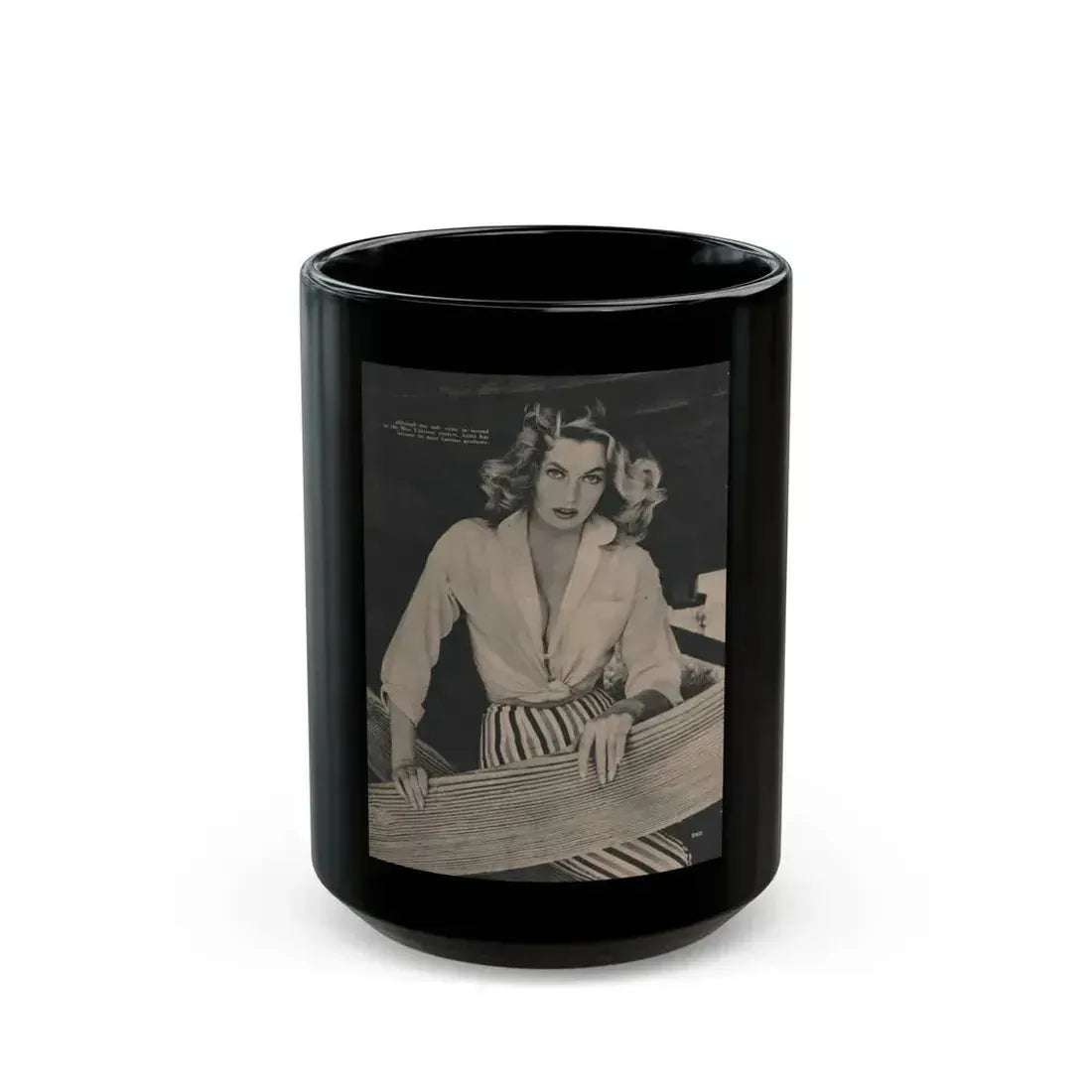 Anita Ekberg #398 - Fabulous Females Mag. Issue #1 '55 - 1 B&W Photo & Caption (Vintage Female Icon) Black Coffee Mug 15oz - Go Mug Yourself