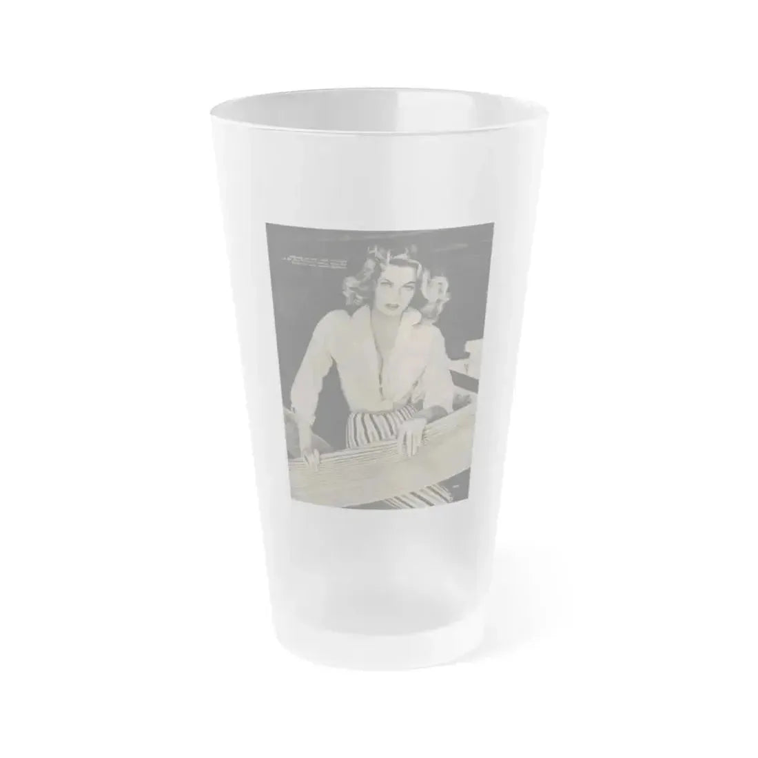 Anita Ekberg #398 - Fabulous Females Mag. Issue #1 '55 - 1 B&W Photo & Caption (Vintage Female Icon) Frosted Pint Glass 16oz 16oz Frosted - Go Mug Yourself