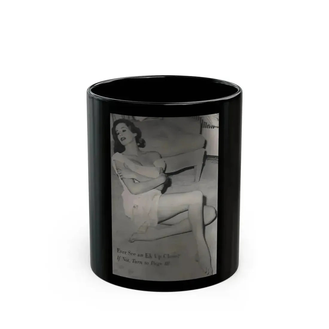Anita Ekberg #400 - PHOTO Digest Mag. Nov. '55 - Inside of Cover 1 B&W Pic (Vintage Female Icon) Black Coffee Mug 11oz - Go Mug Yourself