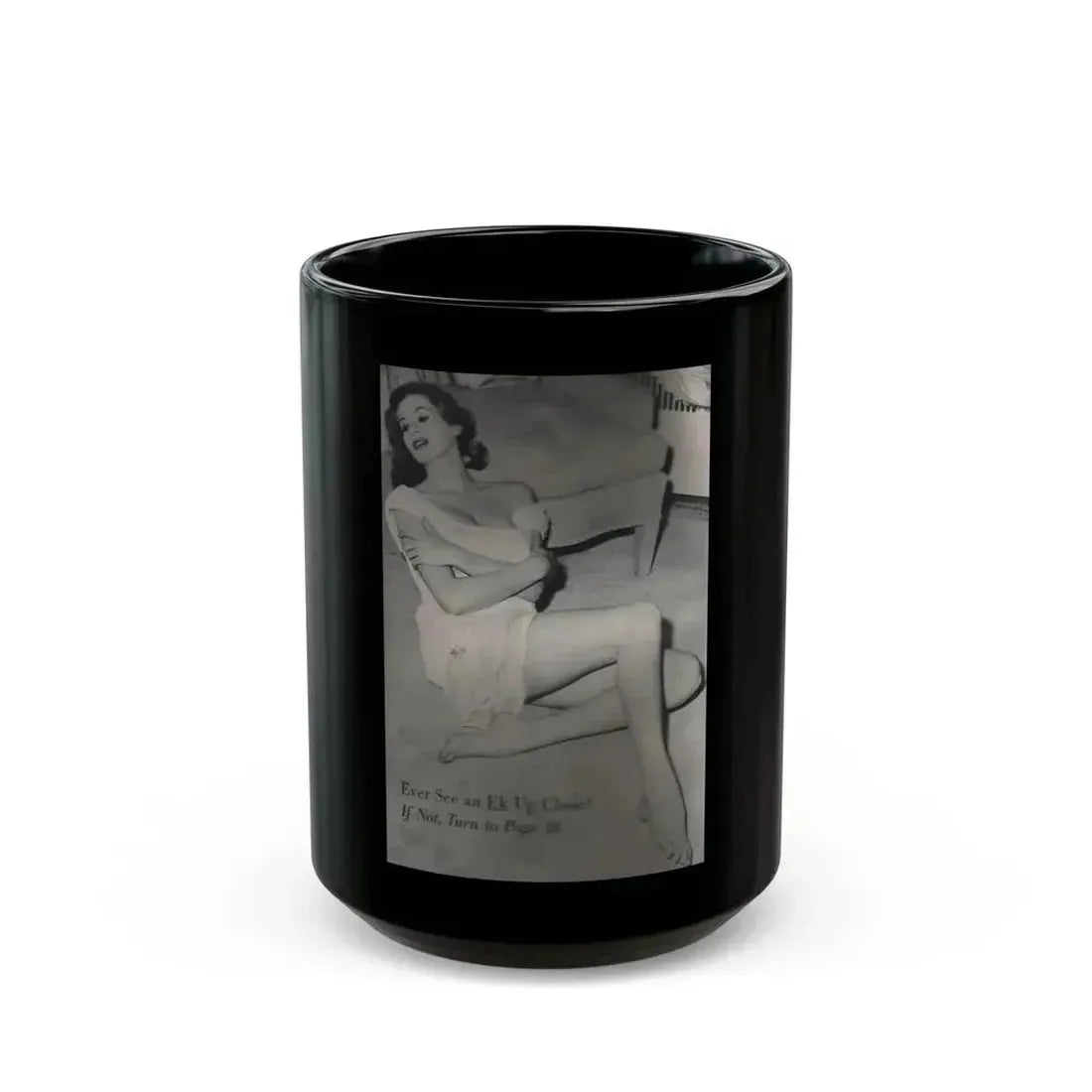 Anita Ekberg #400 - PHOTO Digest Mag. Nov. '55 - Inside of Cover 1 B&W Pic (Vintage Female Icon) Black Coffee Mug 15oz - Go Mug Yourself