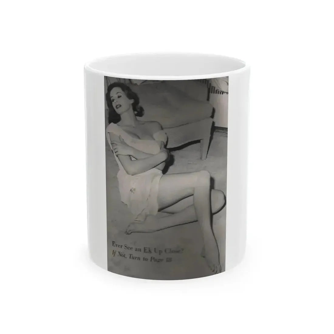 Anita Ekberg #400 - PHOTO Digest Mag. Nov. '55 - Inside of Cover 1 B&W Pic (Vintage Female Icon) White Coffee Mug - Go Mug Yourself