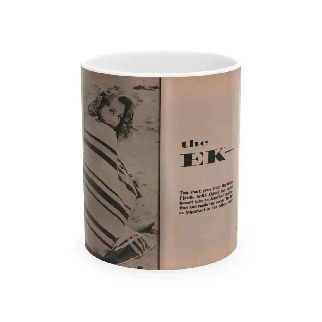 Anita Ekberg #401 - Photo Digest Mag. Nov. '55 - 2 Pages, 1 B&W Photo & More (Vintage Female Icon) White Coffee Mug 11oz - Go Mug Yourself