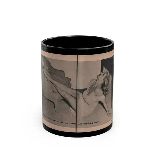 Anita Ekberg #402 - PHOTO Digest Mag. Nov. '55 - 2 Pages, 1 B&W Centerfold (Vintage Female Icon) Black Coffee Mug 11oz - Go Mug Yourself