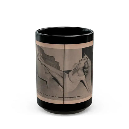 Anita Ekberg #402 - PHOTO Digest Mag. Nov. '55 - 2 Pages, 1 B&W Centerfold (Vintage Female Icon) Black Coffee Mug 15oz - Go Mug Yourself