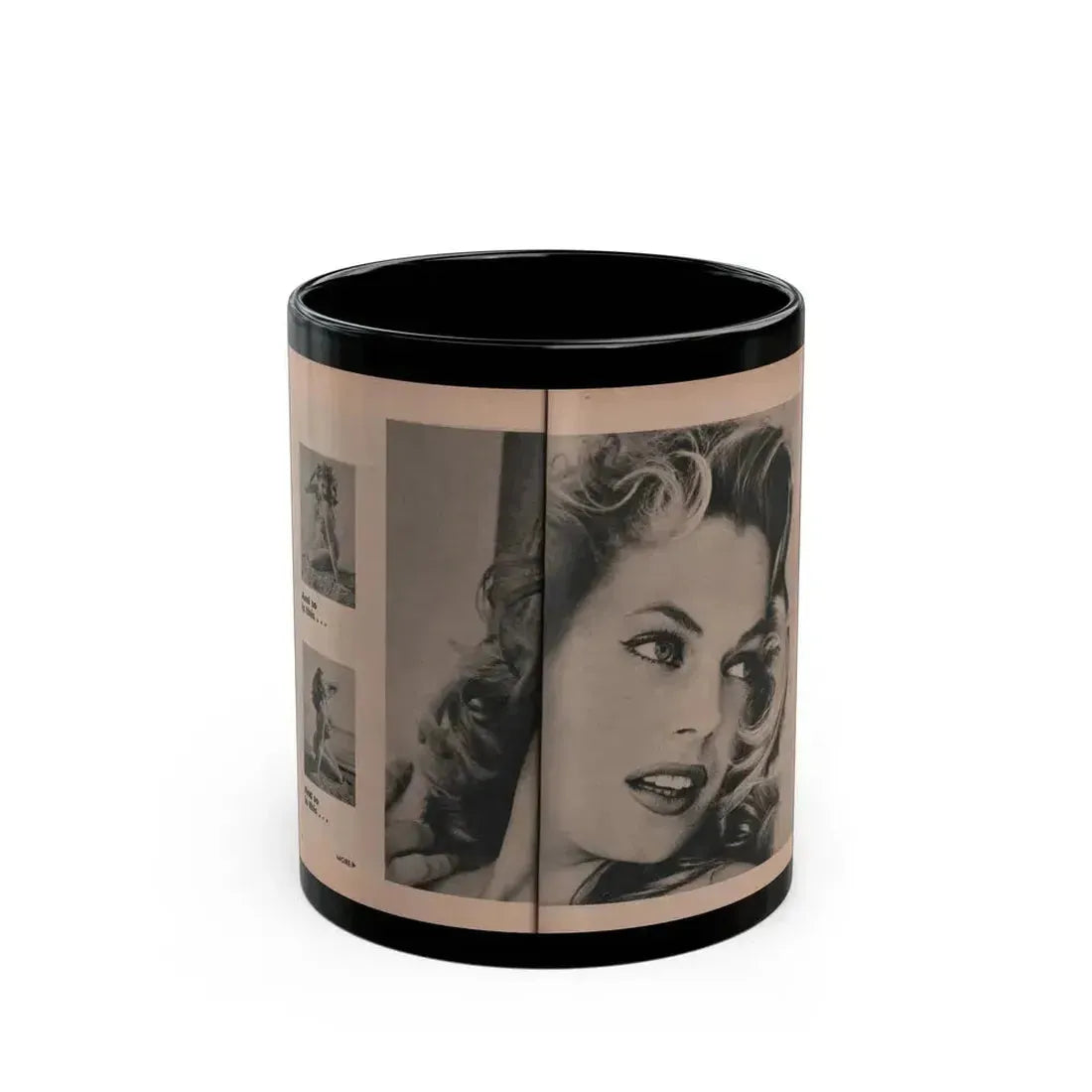 Anita Ekberg #403 - PHOTO Digest Mag. Nov. '55 - 2 Pages, 3 B&W Pics (Vintage Female Icon) Black Coffee Mug 11oz - Go Mug Yourself