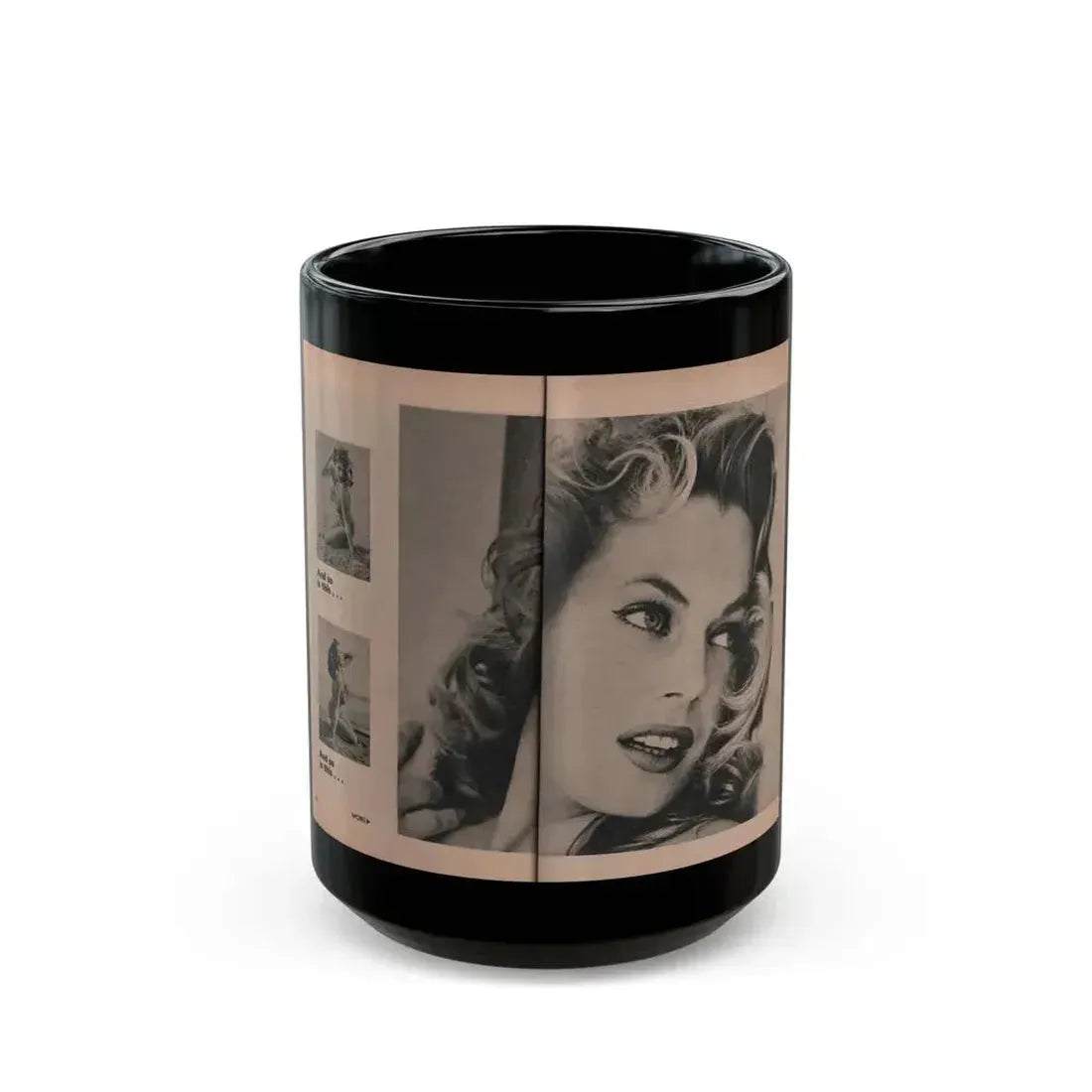 Anita Ekberg #403 - PHOTO Digest Mag. Nov. '55 - 2 Pages, 3 B&W Pics (Vintage Female Icon) Black Coffee Mug 15oz - Go Mug Yourself