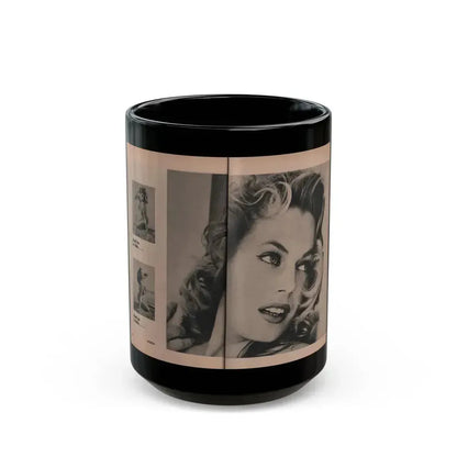 Anita Ekberg #403 - PHOTO Digest Mag. Nov. '55 - 2 Pages, 3 B&W Pics (Vintage Female Icon) Black Coffee Mug 15oz - Go Mug Yourself