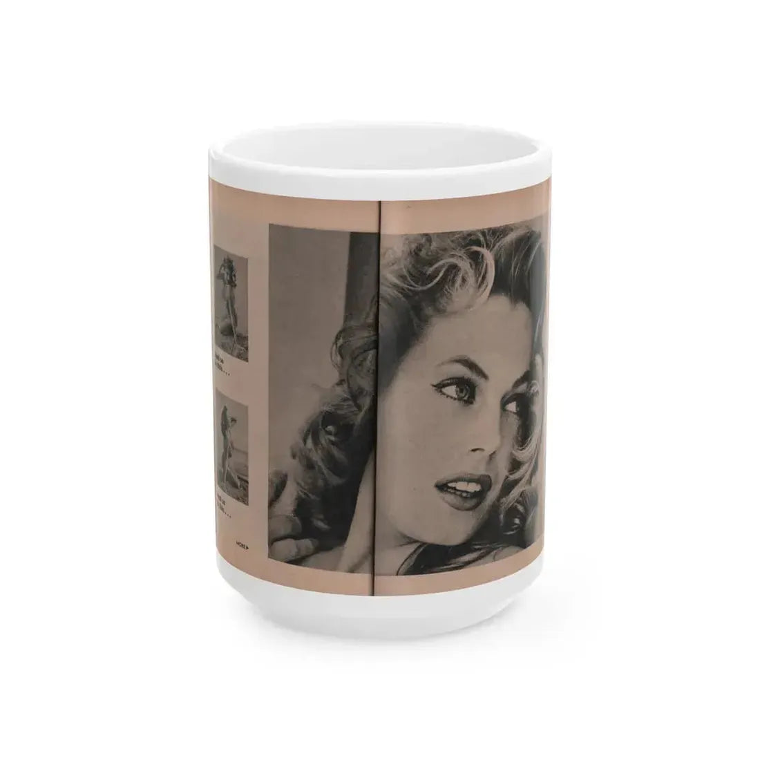 Anita Ekberg #403 - PHOTO Digest Mag. Nov. '55 - 2 Pages, 3 B&W Pics (Vintage Female Icon) White Coffee Mug 15oz - Go Mug Yourself