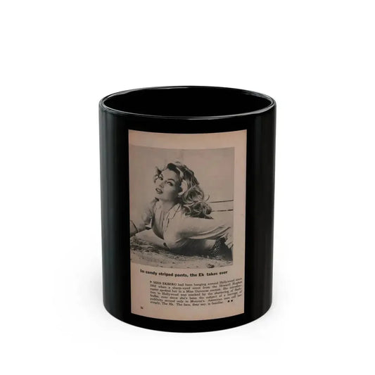 Anita Ekberg #406 - PHOTO Digest Mag. Nov. '55 - 1 Page, 1 B&W Pic (Vintage Female Icon) Black Coffee Mug 11oz - Go Mug Yourself