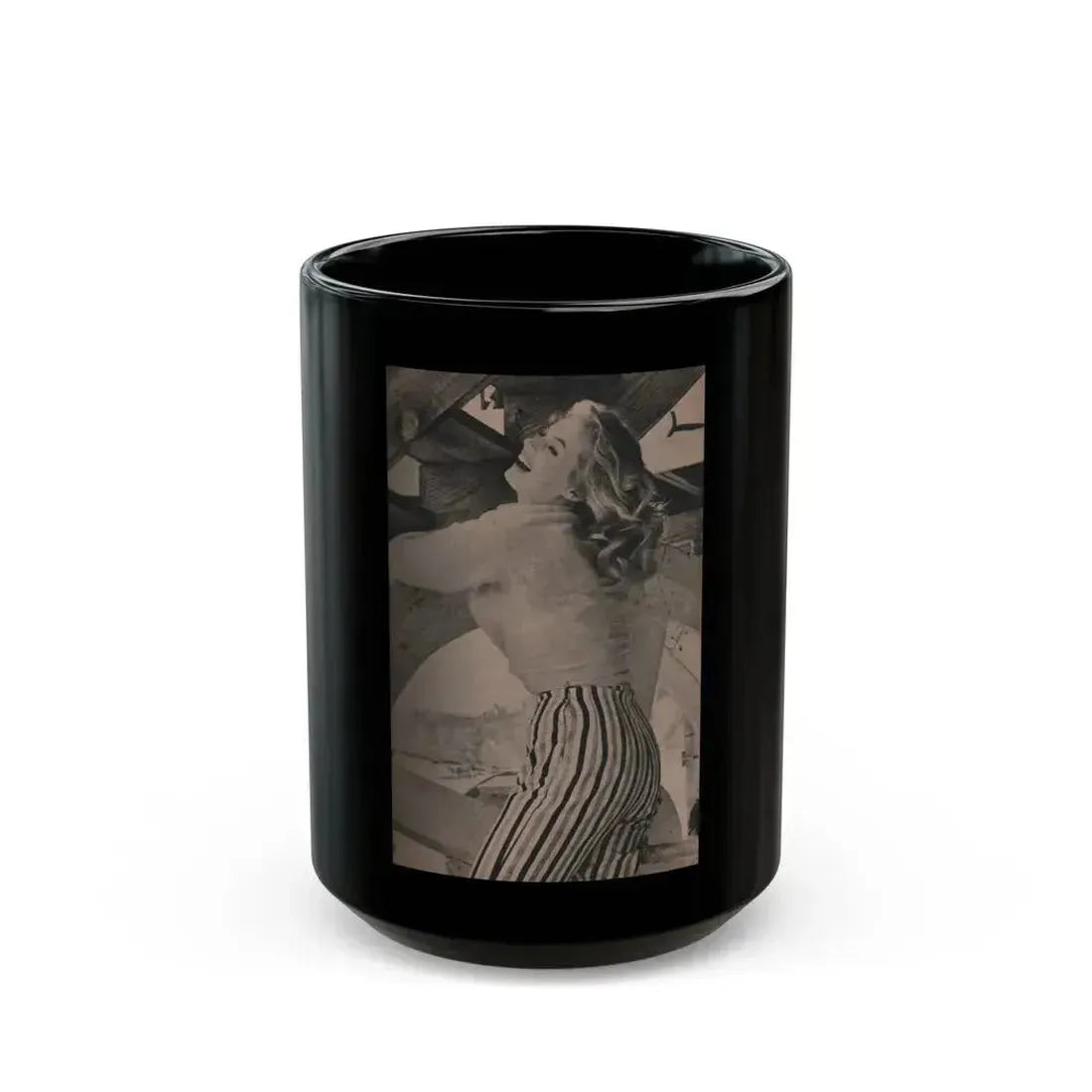 Anita Ekberg #407 - PHOTO Digest Mag. Nov. '55 - 1 Page, 1 B&W Pic (Vintage Female Icon) Black Coffee Mug 15oz - Go Mug Yourself