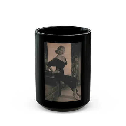 Anita Ekberg #410 - EYE Digest Mag. Nov. '53 - 1 Page & 1 B&W Photo (Vintage Female Icon) Black Coffee Mug 15oz - Go Mug Yourself