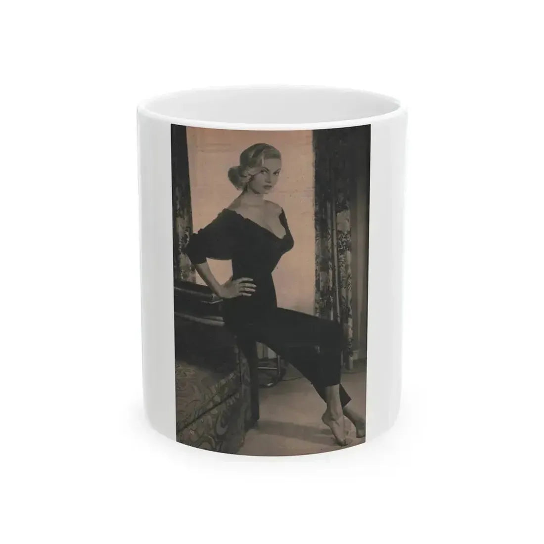 Anita Ekberg #410 - EYE Digest Mag. Nov. '53 - 1 Page & 1 B&W Photo (Vintage Female Icon) White Coffee Mug 11oz - Go Mug Yourself
