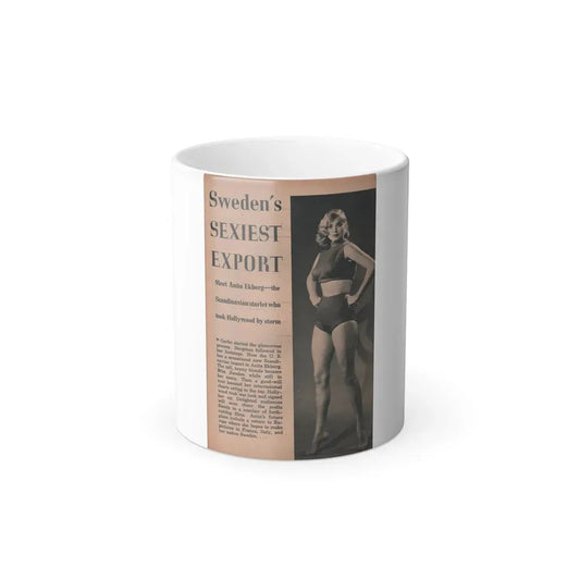 Anita Ekberg #411 - EYE Digest Mag. Nov. '53 - 1 Page & 1 B&W Photo (Vintage Female Icon) Color Changing Coffee Mug 11oz - Go Mug Yourself