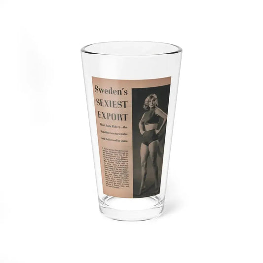 Anita Ekberg #411 - EYE Digest Mag. Nov. '53 - 1 Page & 1 B&W Photo (Vintage Female Icon) Pint Glass 16oz 16oz - Go Mug Yourself