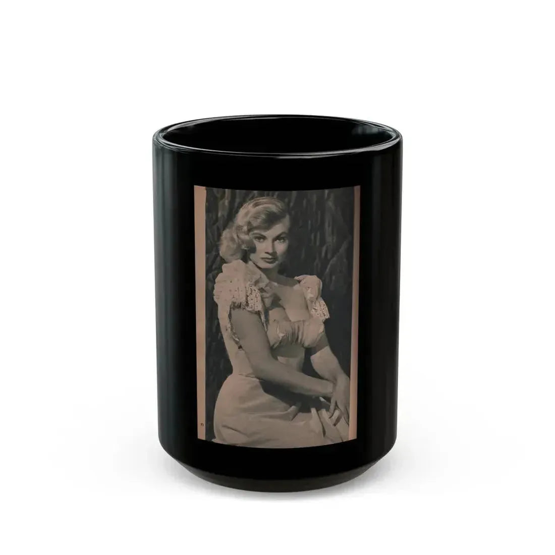 Anita Ekberg #412 - EYE Digest Mag. Nov. '53 - 1 Page & 1 B&W Photo (Vintage Female Icon) Black Coffee Mug 15oz - Go Mug Yourself