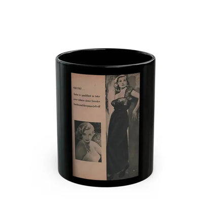 Anita Ekberg #413 - EYE Digest Mag. Nov. '53 - 1 Page, 2 B&W Pics & Caption (Vintage Female Icon) Black Coffee Mug 11oz - Go Mug Yourself