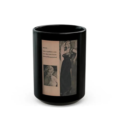 Anita Ekberg #413 - EYE Digest Mag. Nov. '53 - 1 Page, 2 B&W Pics & Caption (Vintage Female Icon) Black Coffee Mug 15oz - Go Mug Yourself