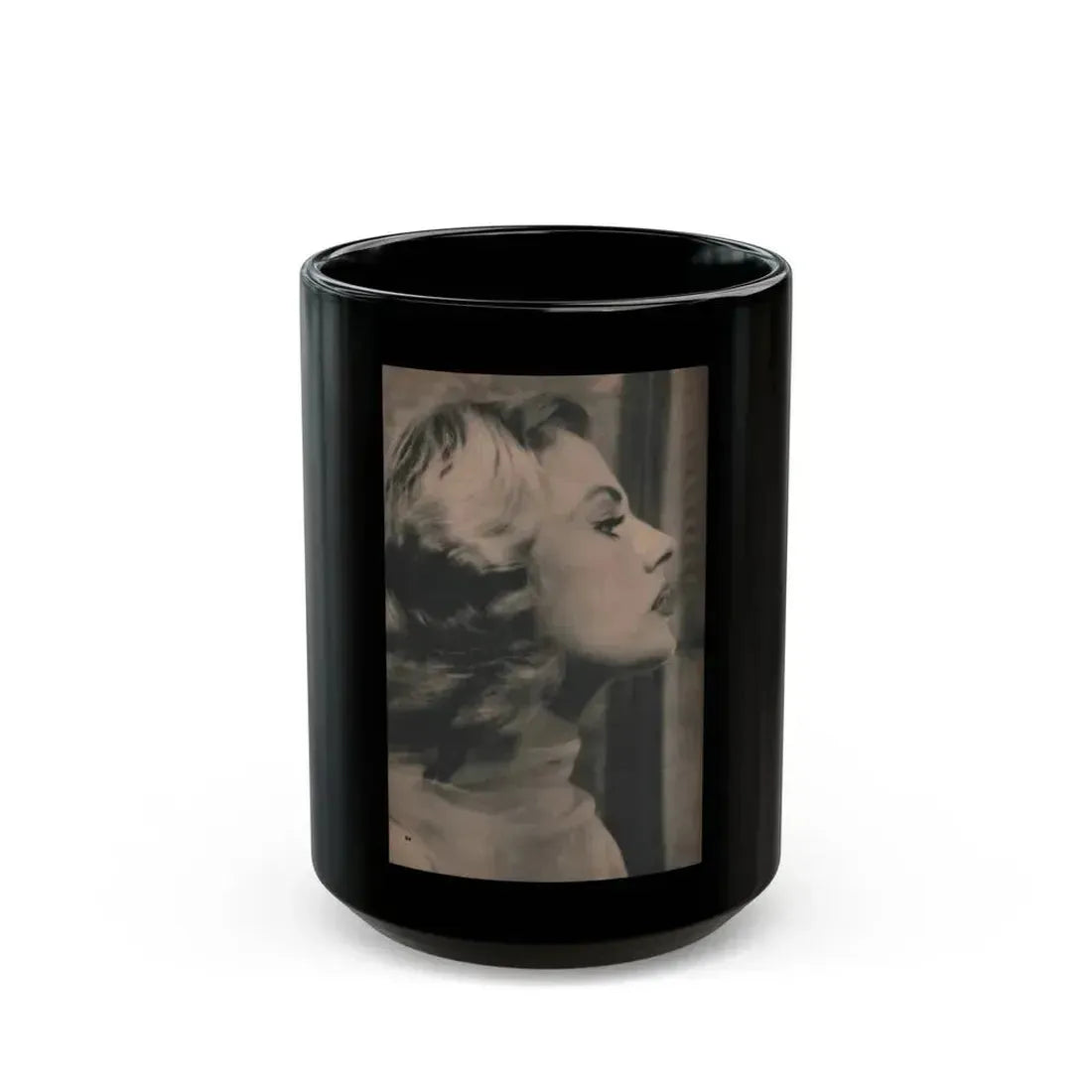 Anita Ekberg #414 - EYE Digest Mag. Nov. '53 - 1 Page, 1 B&W Photo (Vintage Female Icon) Black Coffee Mug 15oz - Go Mug Yourself