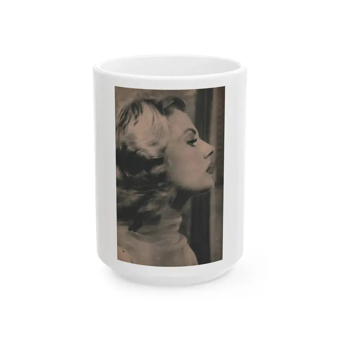 Anita Ekberg #414 - EYE Digest Mag. Nov. '53 - 1 Page, 1 B&W Photo (Vintage Female Icon) White Coffee Mug 15oz - Go Mug Yourself