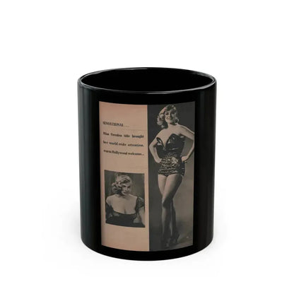 Anita Ekberg #415 - EYE Digest Mag. Nov. '53 - 1 Page, 2 B&W Pics & Caption (Vintage Female Icon) Black Coffee Mug 11oz - Go Mug Yourself