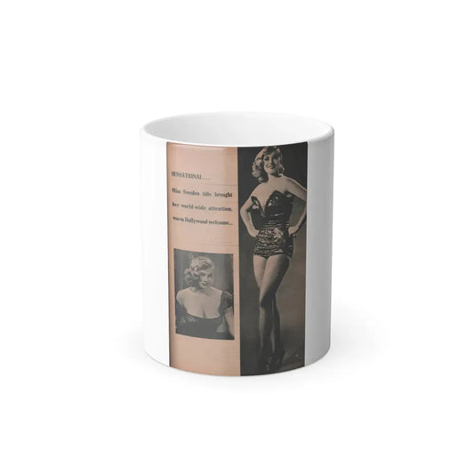 Anita Ekberg #415 - EYE Digest Mag. Nov. '53 - 1 Page, 2 B&W Pics & Caption (Vintage Female Icon) Color Changing Coffee Mug 11oz - Go Mug Yourself