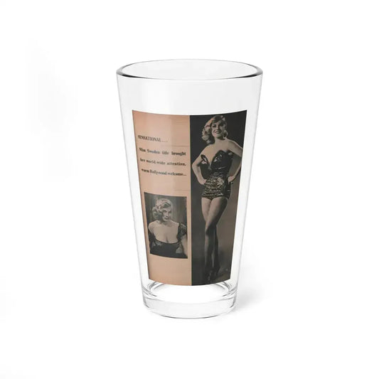 Anita Ekberg #415 - EYE Digest Mag. Nov. '53 - 1 Page, 2 B&W Pics & Caption (Vintage Female Icon) Pint Glass 16oz 16oz - Go Mug Yourself