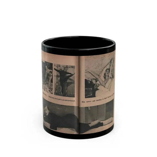Anita Ekberg #416 - EYE Digest Mag. Nov. '53 - 2 Page, 4 B&W Pics & Caption (Vintage Female Icon) Black Coffee Mug 11oz - Go Mug Yourself
