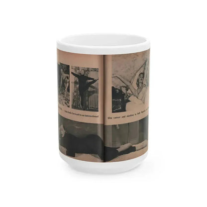 Anita Ekberg #416 - EYE Digest Mag. Nov. '53 - 2 Page, 4 B&W Pics & Caption (Vintage Female Icon) White Coffee Mug 15oz - Go Mug Yourself