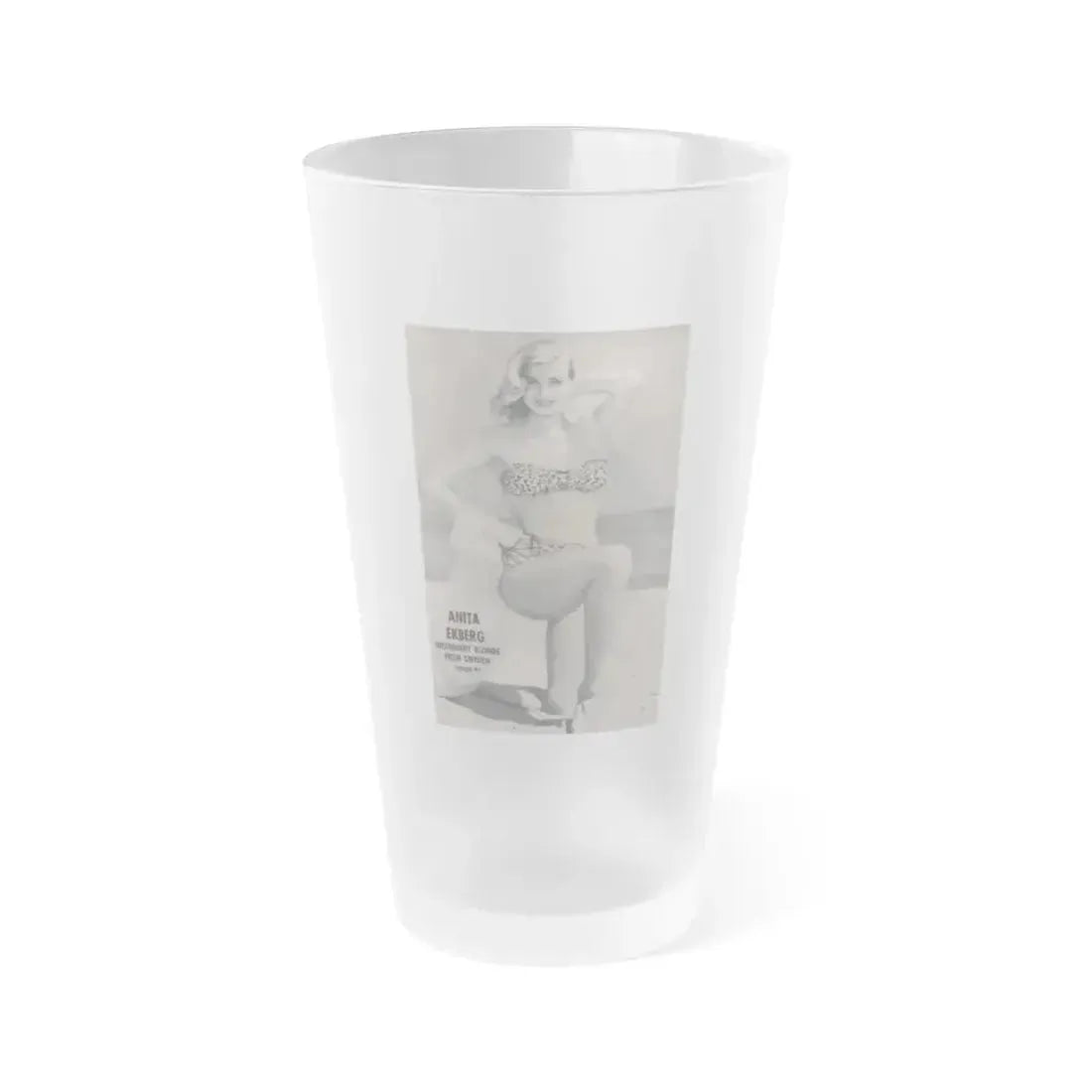 Anita Ekberg #417 - EYE Digest Mag. Jan. '54 - Reverse of Cover 1 B&W Photo (Vintage Female Icon) Frosted Pint Glass 16oz 16oz Frosted - Go Mug Yourself
