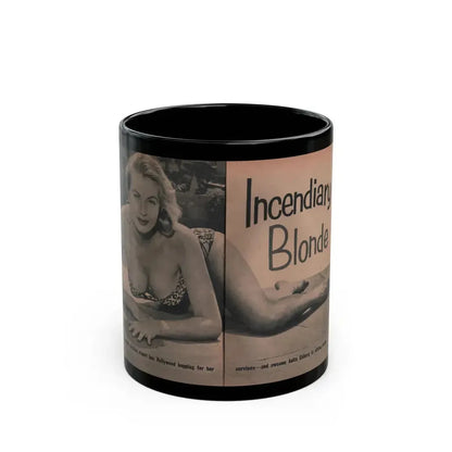 Anita Ekberg #418 - EYE Digest Mag. Jan. '54 - 2 Pages & B&W Centerfold (Vintage Female Icon) Black Coffee Mug 11oz - Go Mug Yourself
