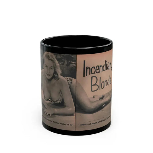 Anita Ekberg #418 - EYE Digest Mag. Jan. '54 - 2 Pages & B&W Centerfold (Vintage Female Icon) Black Coffee Mug 11oz - Go Mug Yourself