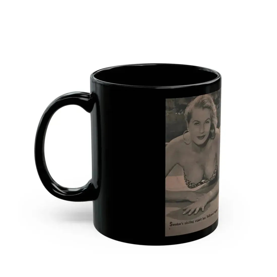 Anita Ekberg #418 - EYE Digest Mag. Jan. '54 - 2 Pages & B&W Centerfold (Vintage Female Icon) Black Coffee Mug - Go Mug Yourself
