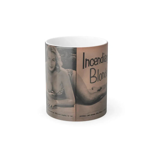 Anita Ekberg #418 - EYE Digest Mag. Jan. '54 - 2 Pages & B&W Centerfold (Vintage Female Icon) Color Changing Coffee Mug 11oz - Go Mug Yourself