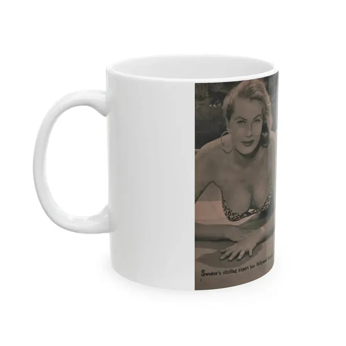 Anita Ekberg #418 - EYE Digest Mag. Jan. '54 - 2 Pages & B&W Centerfold (Vintage Female Icon) White Coffee Mug - Go Mug Yourself