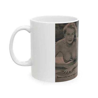 Anita Ekberg #418 - EYE Digest Mag. Jan. '54 - 2 Pages & B&W Centerfold (Vintage Female Icon) White Coffee Mug - Go Mug Yourself